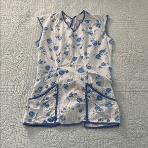 Floral Sleeveless Top with Blue Accents